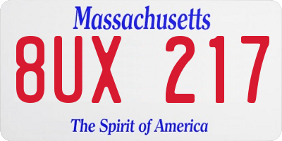 MA license plate 8UX217