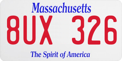 MA license plate 8UX326