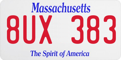 MA license plate 8UX383