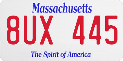 MA license plate 8UX445