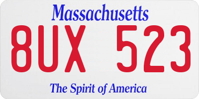 MA license plate 8UX523