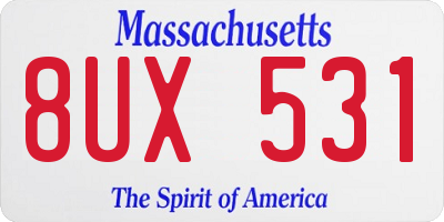 MA license plate 8UX531