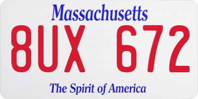 MA license plate 8UX672