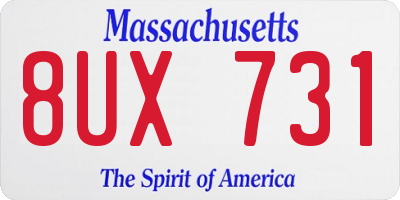 MA license plate 8UX731