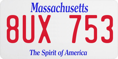 MA license plate 8UX753