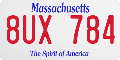 MA license plate 8UX784