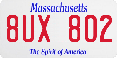 MA license plate 8UX802