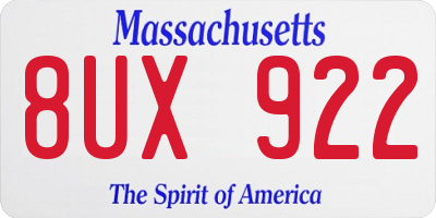 MA license plate 8UX922