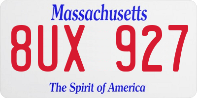 MA license plate 8UX927