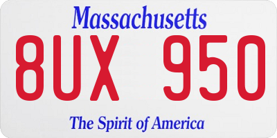 MA license plate 8UX950