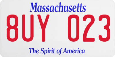 MA license plate 8UY023