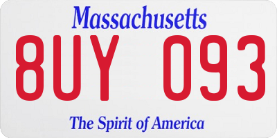 MA license plate 8UY093