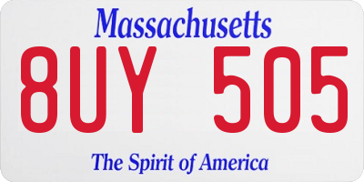 MA license plate 8UY505