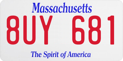MA license plate 8UY681