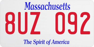 MA license plate 8UZ092