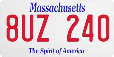 MA license plate 8UZ240