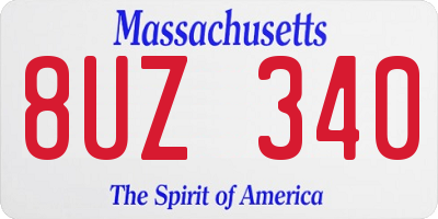 MA license plate 8UZ340