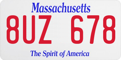 MA license plate 8UZ678