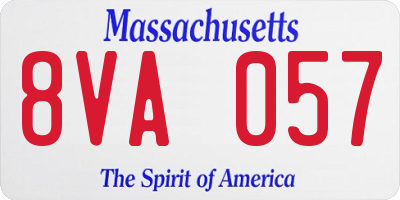 MA license plate 8VA057