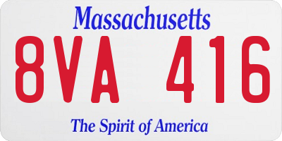 MA license plate 8VA416