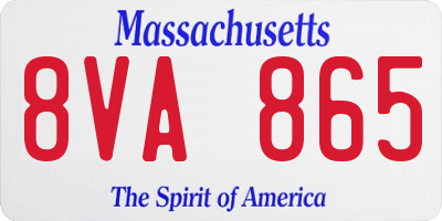 MA license plate 8VA865
