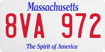 MA license plate 8VA972