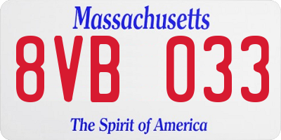 MA license plate 8VB033