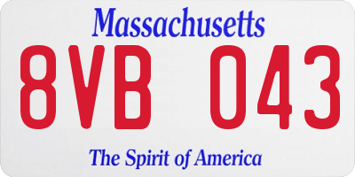 MA license plate 8VB043