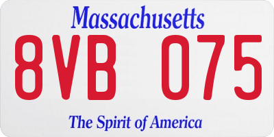 MA license plate 8VB075