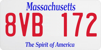 MA license plate 8VB172