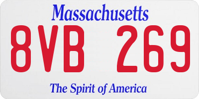 MA license plate 8VB269