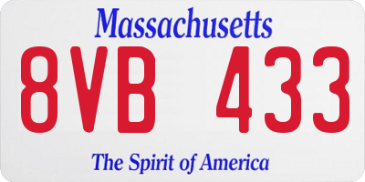 MA license plate 8VB433