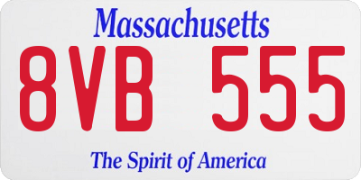 MA license plate 8VB555