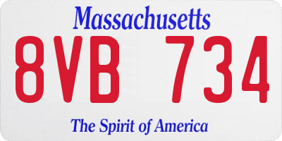 MA license plate 8VB734