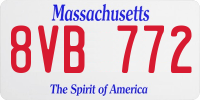 MA license plate 8VB772