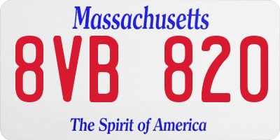 MA license plate 8VB820