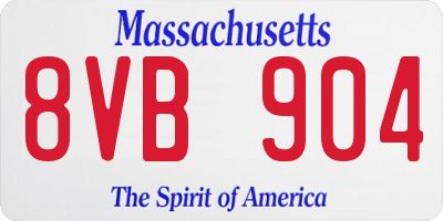 MA license plate 8VB904