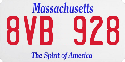 MA license plate 8VB928