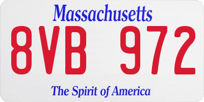 MA license plate 8VB972