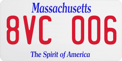 MA license plate 8VC006