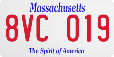 MA license plate 8VC019