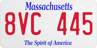 MA license plate 8VC445