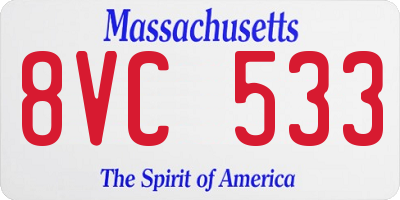 MA license plate 8VC533