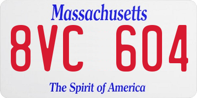 MA license plate 8VC604