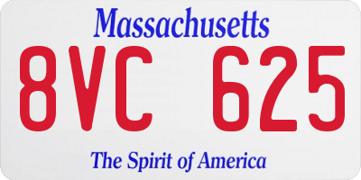 MA license plate 8VC625
