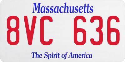 MA license plate 8VC636