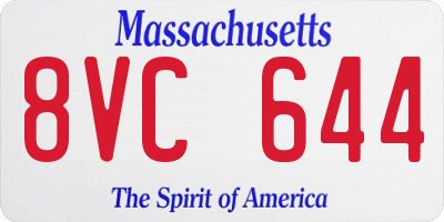 MA license plate 8VC644