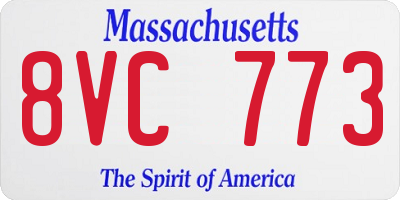 MA license plate 8VC773