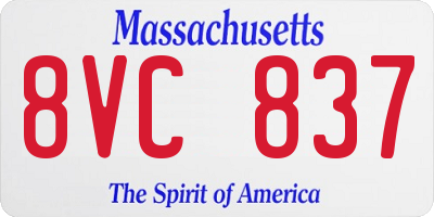 MA license plate 8VC837