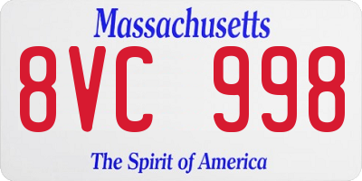 MA license plate 8VC998